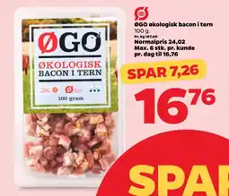 Netto ØGO Økologisk bacon i tern tilbud