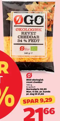 Netto ØGO Økologisk revet cheddar tilbud