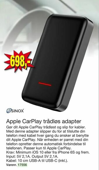 Harald Nyborg Apple CarPlay trådløs adapter tilbud