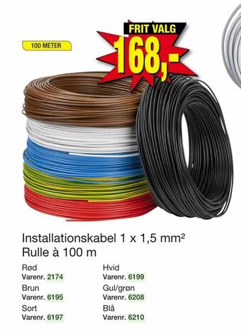 Harald Nyborg Installationskabel 1 x 1,5 mm2 Rulle à 100 m tilbud