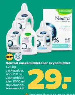 Netto NEUTRAL Vaskemiddel eller skyllemiddel tilbud