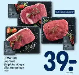 REMA 1000 REMA 1000 Supreme Striploin, ribeye eller rumpsteak tilbud