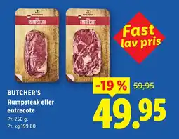 Lidl BUTCHER'S Rumpsteak eller entrecote tilbud