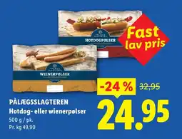 Lidl PÅLÆGSSLAGTEREN Hotdog- eller wienerpølser tilbud