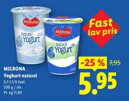Lidl MILBONA Yoghurt naturel tilbud