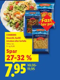 Lidl COMBINO Gnocchi, fusilli tricolore eller farfalle tilbud
