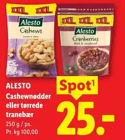 Lidl ALESTO Cashewnødder eller tørrede tranebær tilbud