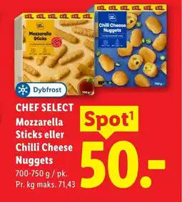 Lidl CHEF SELECT Mozzarella Sticks eller Chilli Cheese Nuggets tilbud