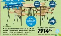 Bilka Kerteminde havebord Ø 130 cm med 6 Kerteminde havestole - antracit tilbud