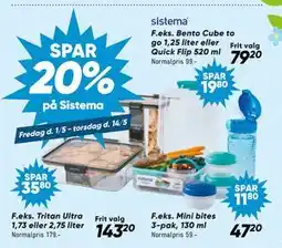 Bilka Bento Cube to go 1,25 liter eller Quick Flip 520 ml tilbud