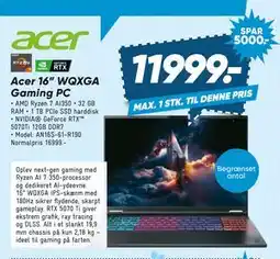 Bilka Acer 16” WQXGA Gaming PC tilbud
