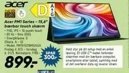 Bilka Acer PM1 Series - 15,6” bærbar touch skærm tilbud