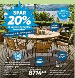 Bilka SPAR 20% på udvalgte Kerteminde havemøbler tilbud