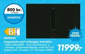 Bilka Kogeplade med indbygget emhætte tilbud