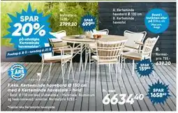 Bilka Kerteminde havebord Ø 130 cm med 6 Kerteminde havestole - hvid tilbud