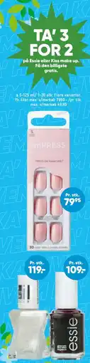 Bilka TA’ 3 FOR 2 på Essie eller Kiss make up tilbud