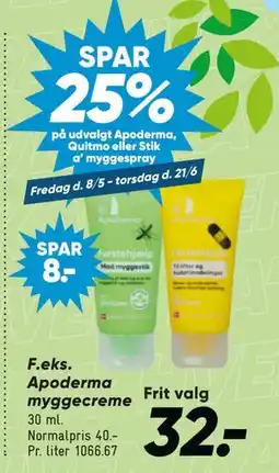Bilka SPAR 25% på udvalgt Apoderma, Quitmo eller Stik a’ myggespray tilbud
