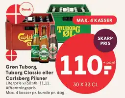 SPAR Grøn Tuborg, Tuborg Classic eller Carlsberg Pilsner tilbud