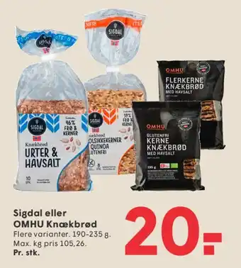 SPAR Sigdal eller OMHU knækbrød tilbud