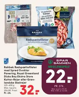 SPAR Rahbek Rødspættefileter / Royal Greenland Disko Bay Kutter-Rejer tilbud
