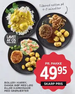 MENY Boller i karry / Dansk bøf med løg / Karbonade tilbud