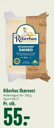 Min Købmand Riberhus Skæreost (Danbo) tilbud