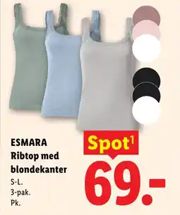 Lidl ESMARA Ribtop med blondekanter tilbud