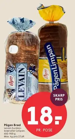 SPAR Pågen brød - Levain surdejsbrød eller Limpa tilbud
