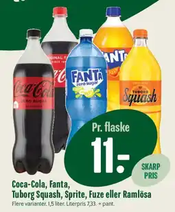 Min Købmand Coca-Cola, Fanta, Tuborg Squash, Sprite, Fuze eller Ramlösa tilbud