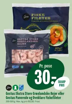 Min Købmand Gestus rejer / fiskefileter tilbud