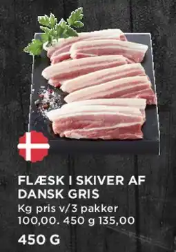 MENY Flæsk i skiver af dansk gris tilbud