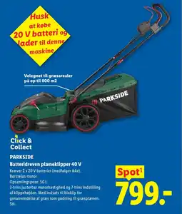 Lidl PARKSIDE Batteridreven plæneklipper 40 V tilbud