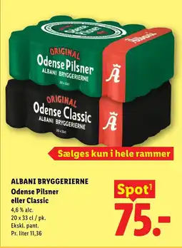 Lidl ALBANI BRYGGERIERNE Odense Pilsner eller Classic tilbud