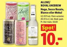 Lidl ALLINI/ ROYAL UNIBREW Hugo, Secco Rosato, Bianco eller Mokaï tilbud
