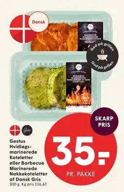SPAR Gestus Hvidløgsmarinerede Koteletter eller Barbecue Marinerede Nakkekoteletter af Dansk Gris tilbud