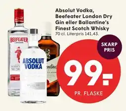 SPAR Absolut Vodka, Beefeater London Dry Gin eller Ballantine’s Finest Scotch Whisky tilbud