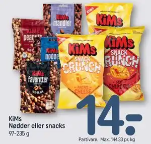 REMA 1000 KiMs Nødder eller snacks tilbud