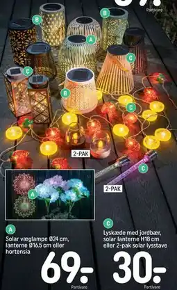 REMA 1000 Solar væglampe Ø24 cm, lanterne Ø16.5 cm eller hortensia tilbud
