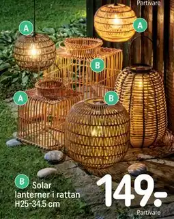 REMA 1000 Solar lanterner i rattan H25-34.5 cm tilbud