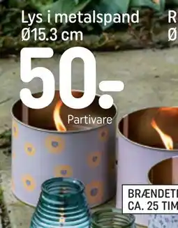 REMA 1000 Lys i metalspand Ø15.3 cm tilbud