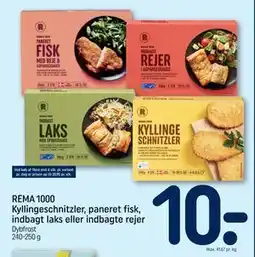 REMA 1000 REMA 1000 Kyllingeschnitzler, paneret fisk, indbagt laks eller indbagte rejer tilbud