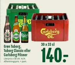 Min Købmand Grøn Tuborg, Tuborg Classic eller Carlsberg Pilsner tilbud