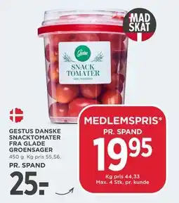 MENY GESTUS DANSKE SNACKTOMATER FRA GLADE GROENSAGER tilbud