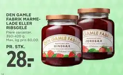 MENY DEN GAMLE FABRIK MARMELADE ELLER RIBSGELÉ tilbud