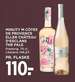 MENY MINUTY M CÔTES DE PROVENCE ELLER CHÂTEAU D’ESCLANS THE PALE tilbud