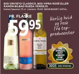 MENY BIGI ORVIETO CLASSICO, BIGI VIPRA ROSÉ ELLER RAMÓN BILBAO RUEDA VERDEJO tilbud