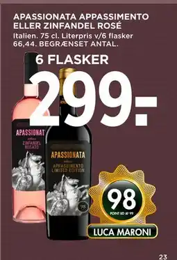 MENY APASSIONATA APPASSIMENTO ELLER ZINFANDEL ROSÉ tilbud