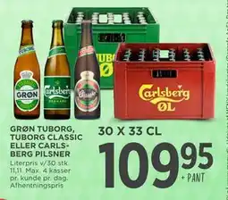 MENY GRØN TUBORG, TUBORG CLASSIC ELLER CARLSBERG PILSNER tilbud