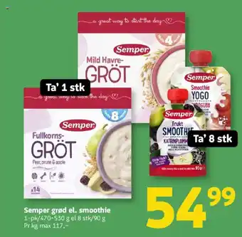 Løvbjerg Semper grød el. smoothie tilbud