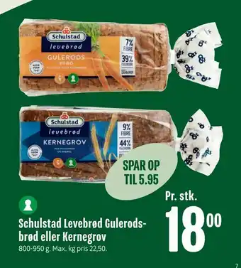 Min Købmand Schulstad Levebrød Gulerods brød eller Kernegrov tilbud